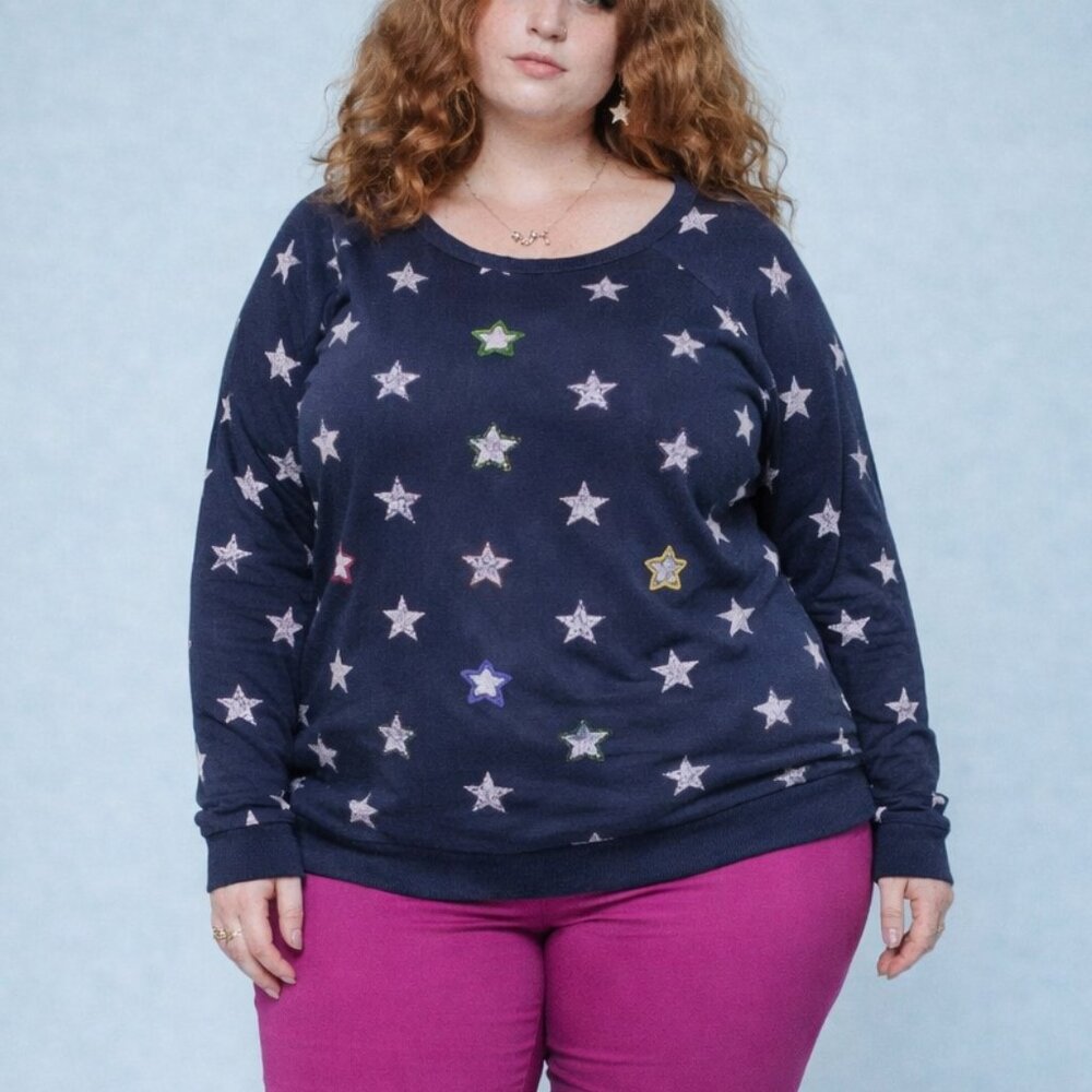 Old Navy - Navy Blue Star Spangled Oversized Sweatshirt  - Womens XXL